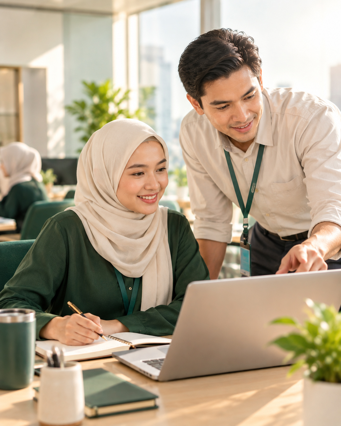 Junior accountant working with a mentor