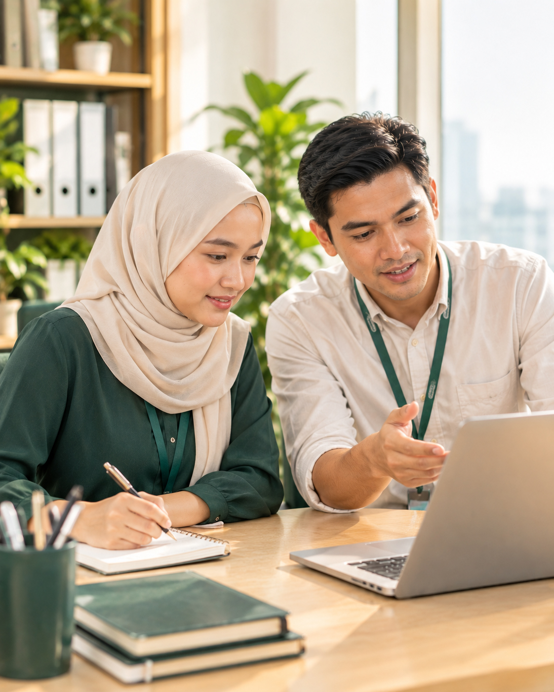 Junior accountant learning with a senior colleague